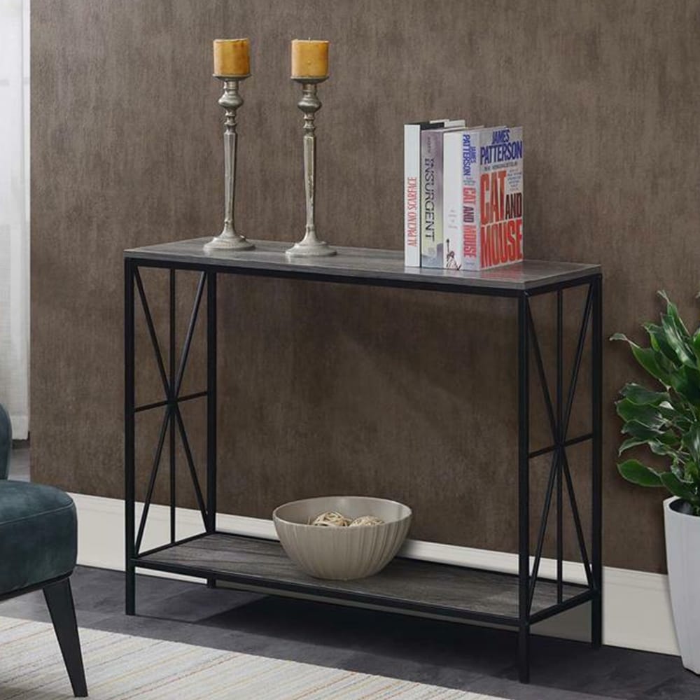 Snake River Decor Console Table in Gray Wood Finish and Black Metal Frame - 54 x 84