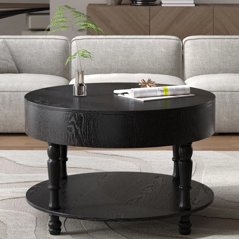 31.5" Round Coffee Table with Dual Storage - Modern Lift-Top Design, Adjustable Feet, Easy Assembly