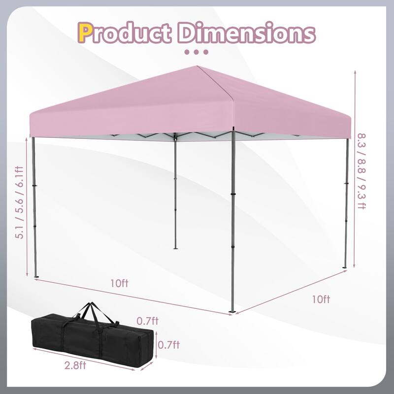 Gymax 10 X 10 FT Pop up Canopy Tent w/ Portable Carrying Bag 8 Stakes