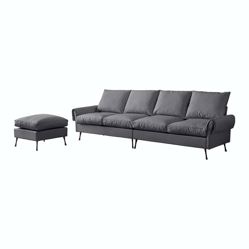 104.5"Modern Technical leather L-Shaped Sofa with Ottoman