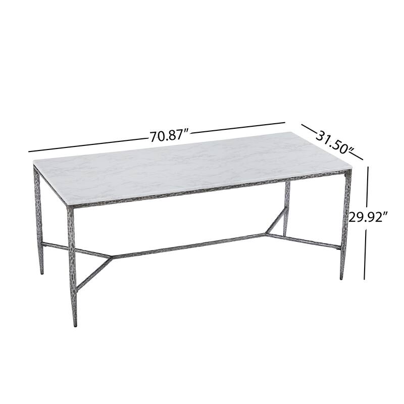 Christopher Knight Home - 7-Piece Industrial Metal Top Dining Set with Upholstered Chairs