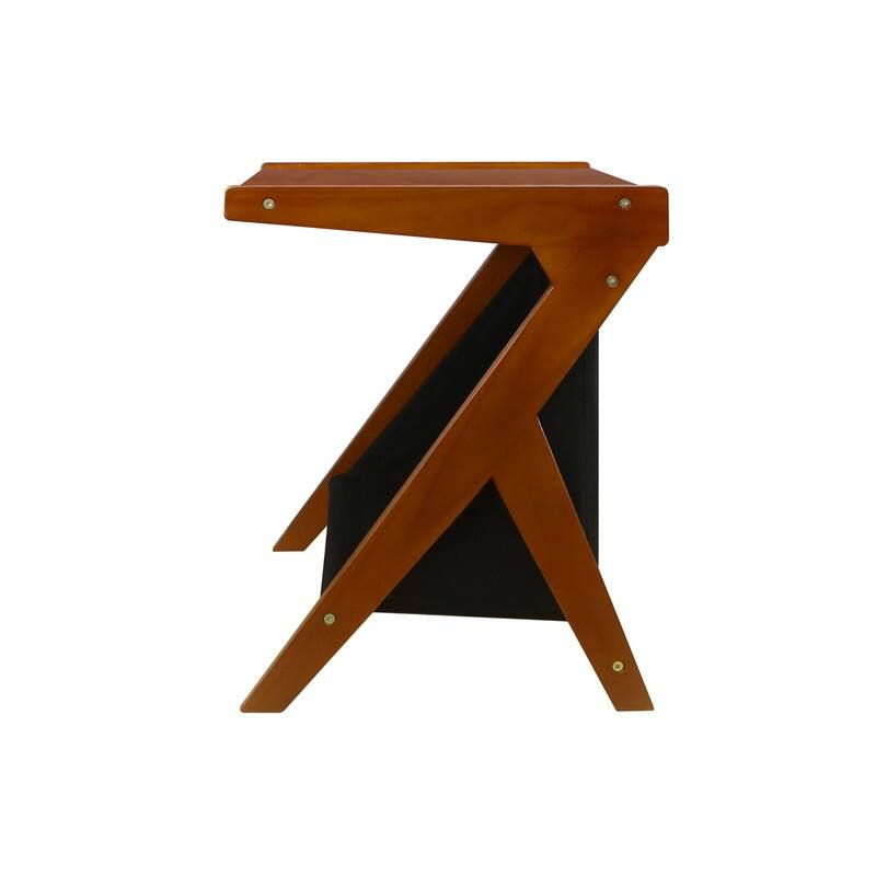 Casual Home Z-Shaped Sofa Side Table with Canvas Storage Basket