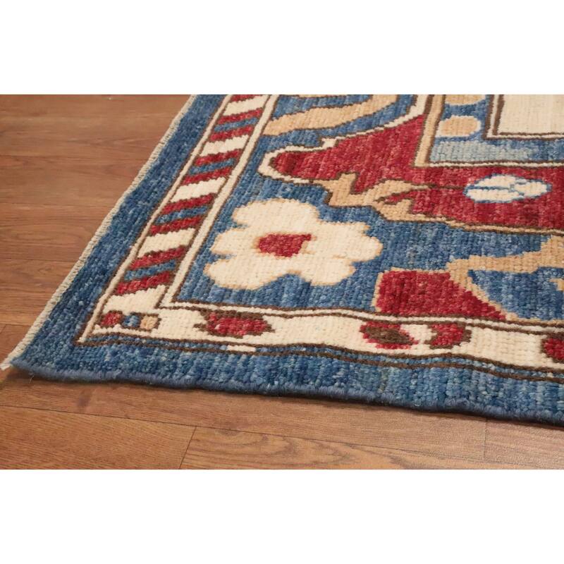 Hand Knotted Oriental 100% Wool Carpet Transitional Floral Navy Blue & Blues Oushak Area Rug - 10' 8'' X 8' 5''