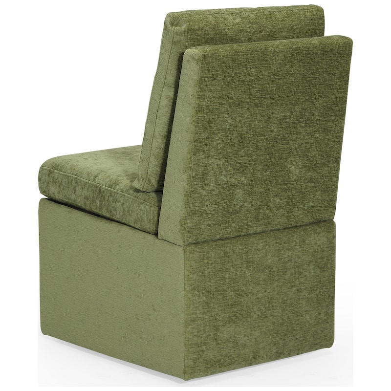 Stansberry Chenille Upholstered Dining Chair with Lift-Top Seat Storage and Caster Wheels (Set of 4)