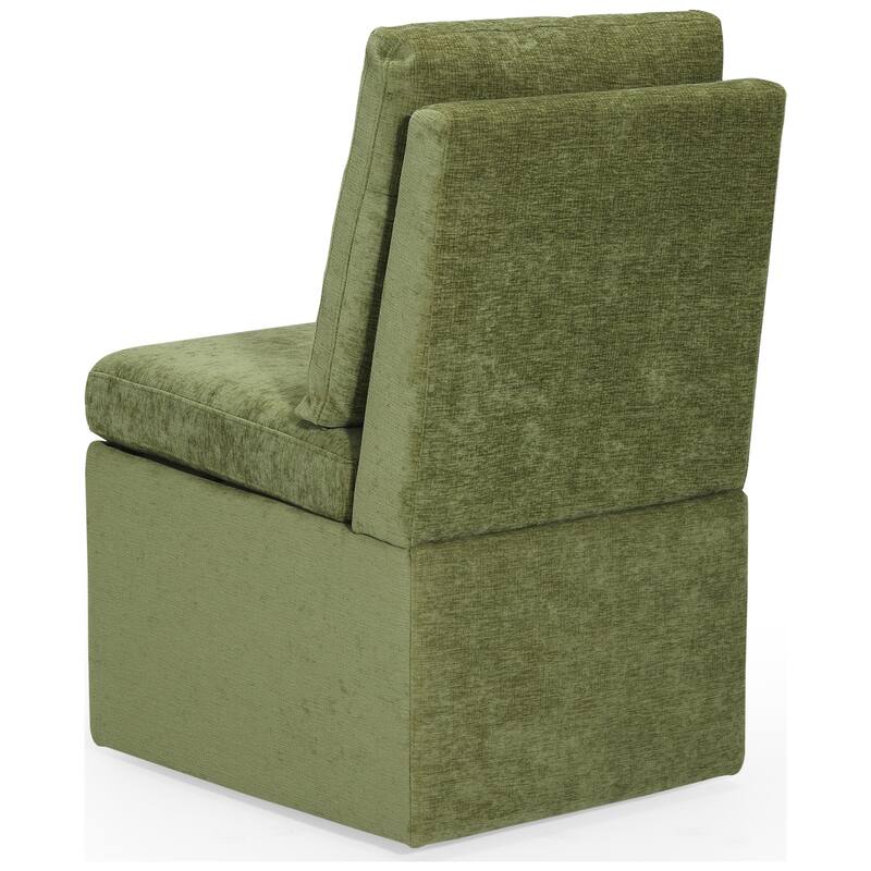 Stansberry Chenille Upholstered Dining Chair with Lift-Top Seat Storage and Caster Wheels (Set of 6)