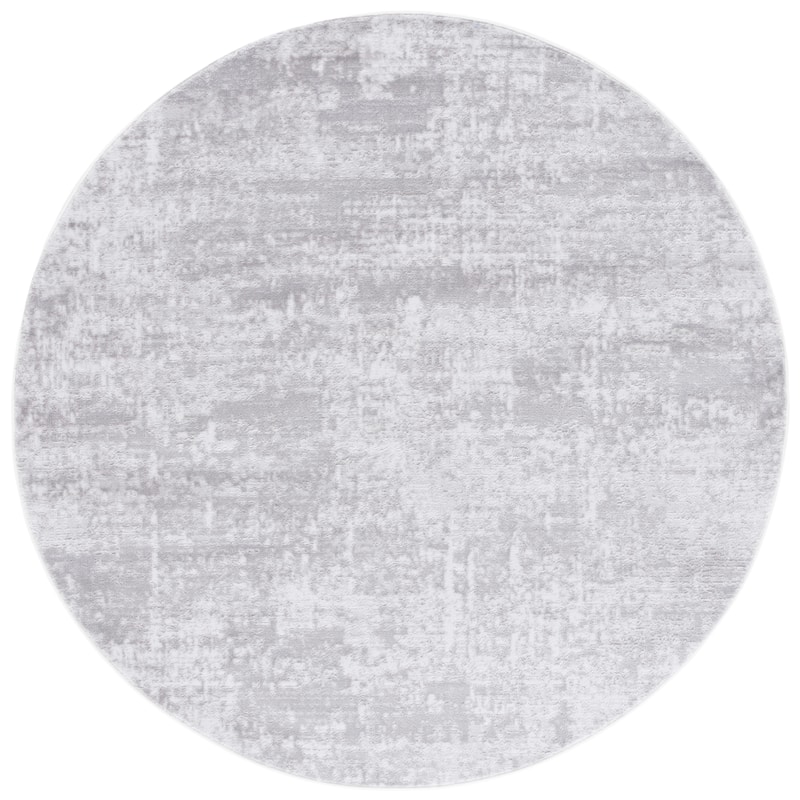 SAFAVIEH Amelia Modern Abstract Rug - 6'7" Round - Ivory/Stone Grey - Round