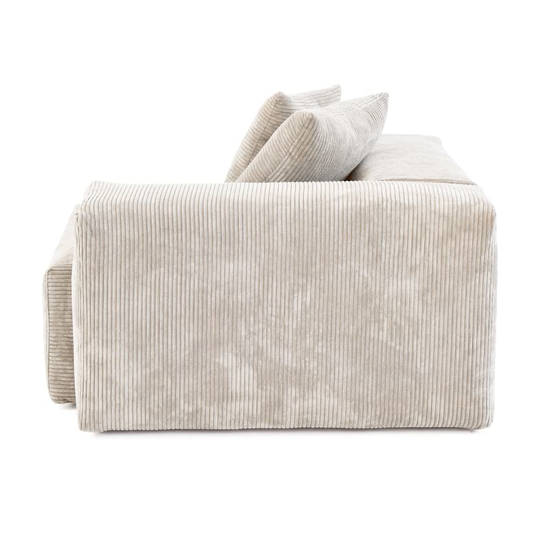 Modern Corduroy Fabric Loveseats Sofa Lounger Sleep Sectional Couch