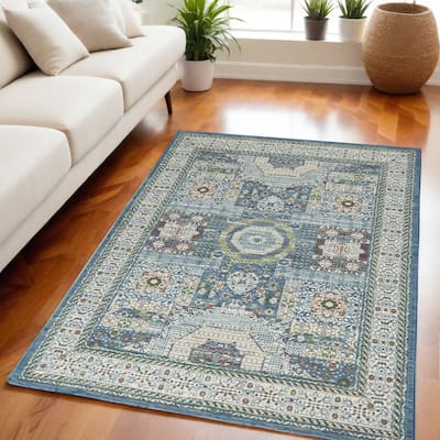 Power Loomed Distressed Non Skid Area Rug - 90' X '63' X '0.5