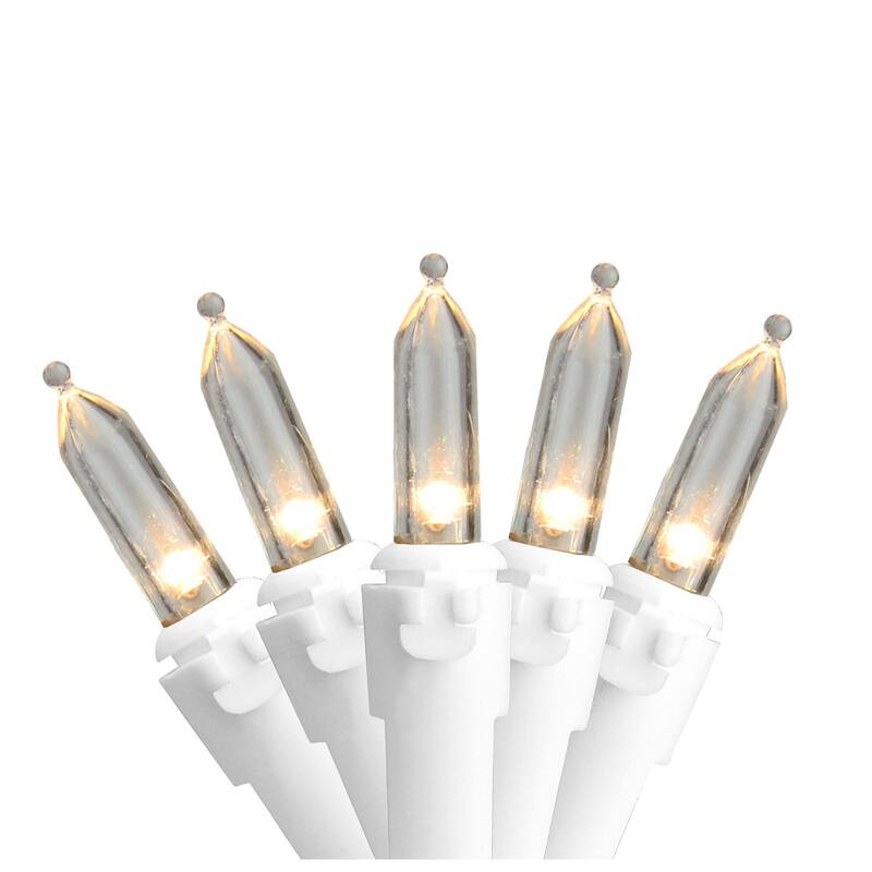 35ct Warm White LED Mini Christmas Lights 11.25ft White Wire - 11.25'