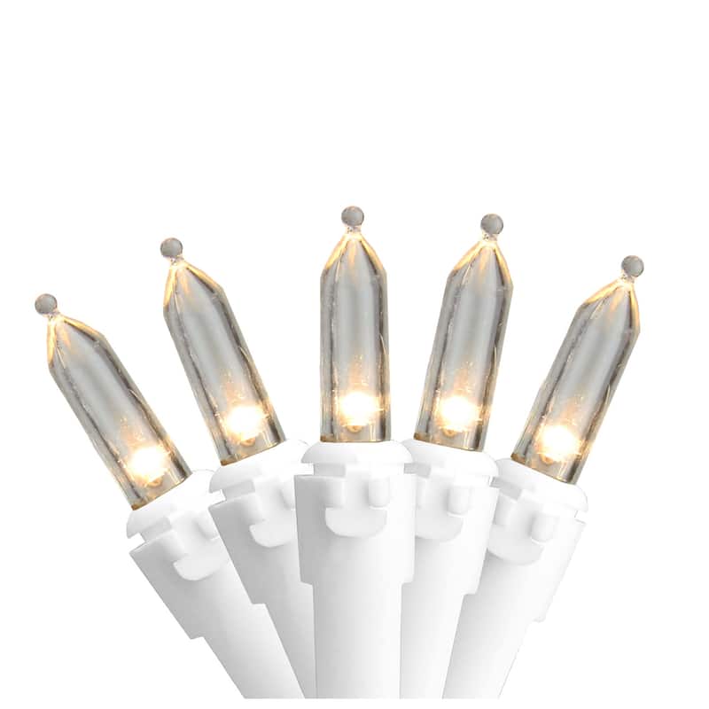 50-Count LED Mini Christmas Lights 16.25ft White Wire - 16.25' - White
