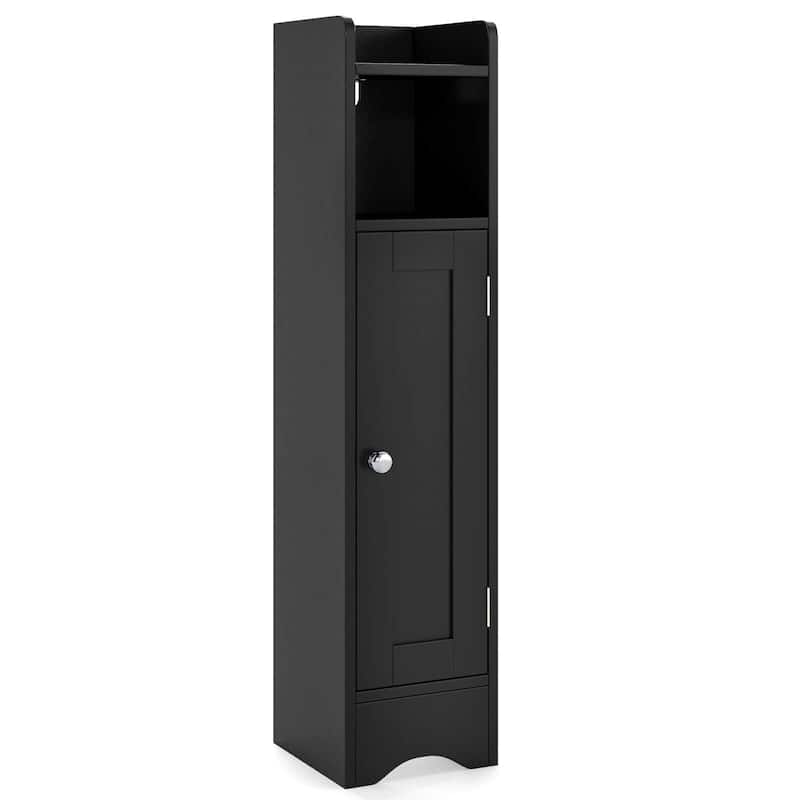 Costway Bathroom Storage Cabinet with Door Toilet Paper Holder Stand - See Details - Black