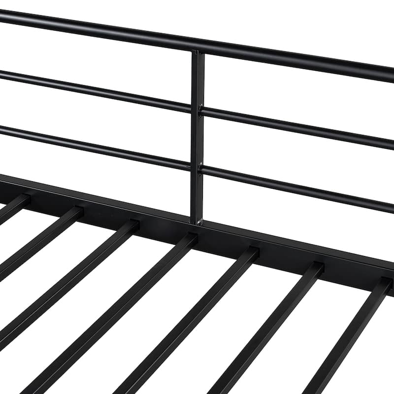 Twin Size Metal Loft Bed with Upper Grid Storage Shelf and Lateral Storage Ladder