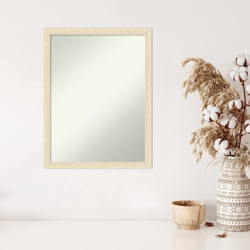 Woodgrain Stripe Non-Beveled Wood Framed Wall Mirror
