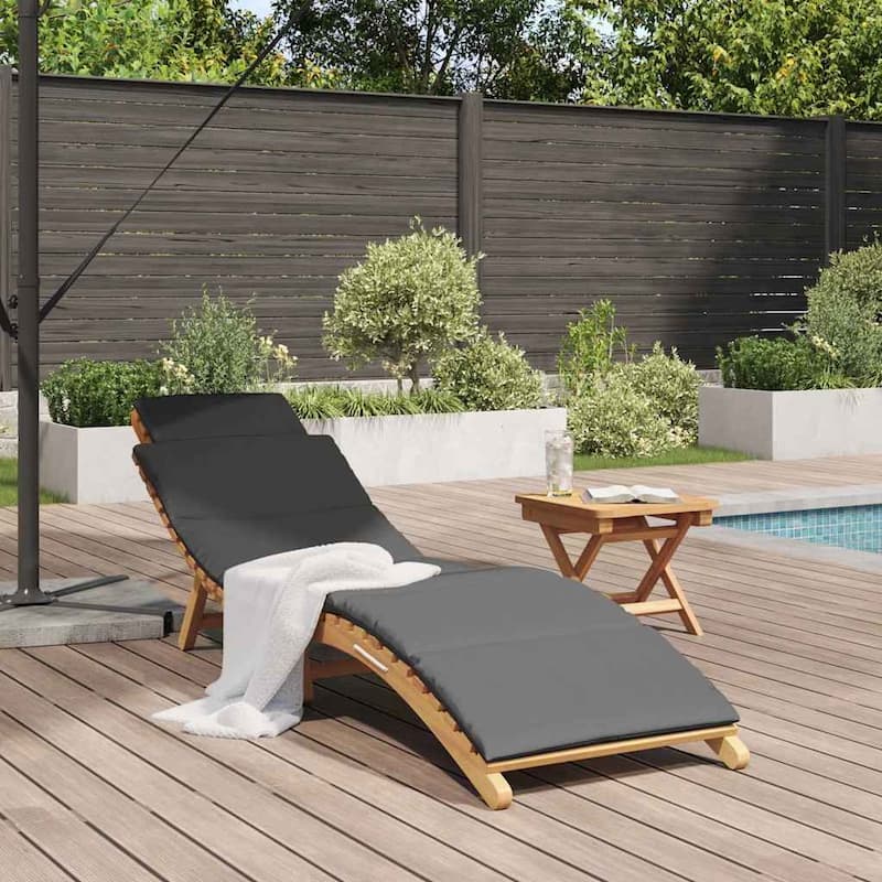 vidaXL Sun Lounger Cream white 188 x 55 x 59 cm Solid teak wood - 74.0 x 21.7 x 23.2