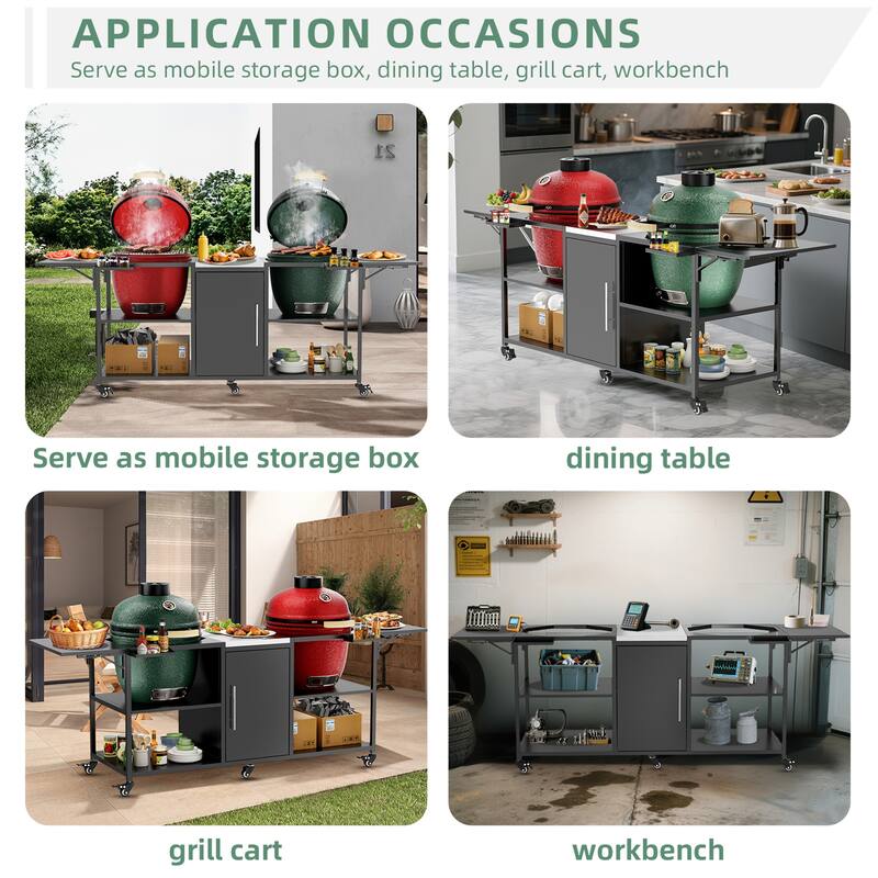 Big Green Egg Grill Cart for 2 Grills