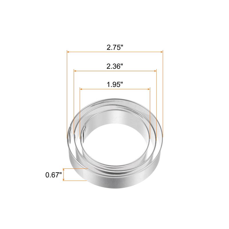 3pcs Cookie Cutters, Round Shaped Stainless Steel Biscuit Cookie Cutter - Silver - Silver