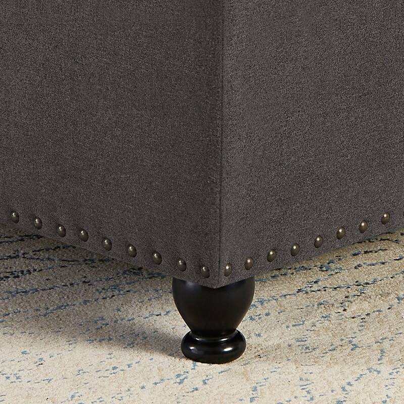 Large Square Storage Ottoman with Wooden Legs