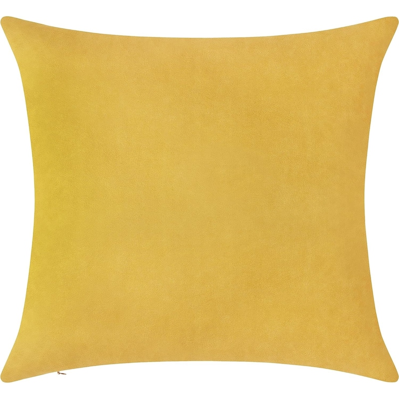 Delara Pack of 1 Velvet Decorative Throw Pillow Cover 20x20 Inches, Cushion Cover, Soft and Breathable Fabric, Hidden Zipper - Cover Only - Mustard Yellow