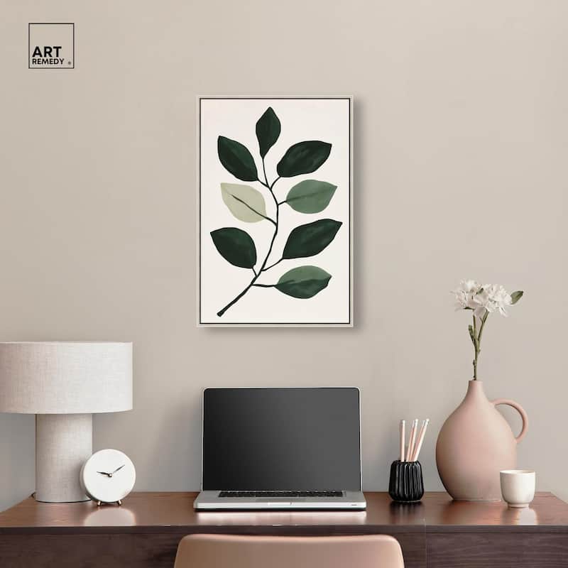 Green and Grey Branch II Canvas by Art Remedy