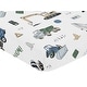preview thumbnail 3 of 4, Construction Truck Collection Boy Fitted Crib Sheet - Grey Yellow Black Blue and Green Transportation