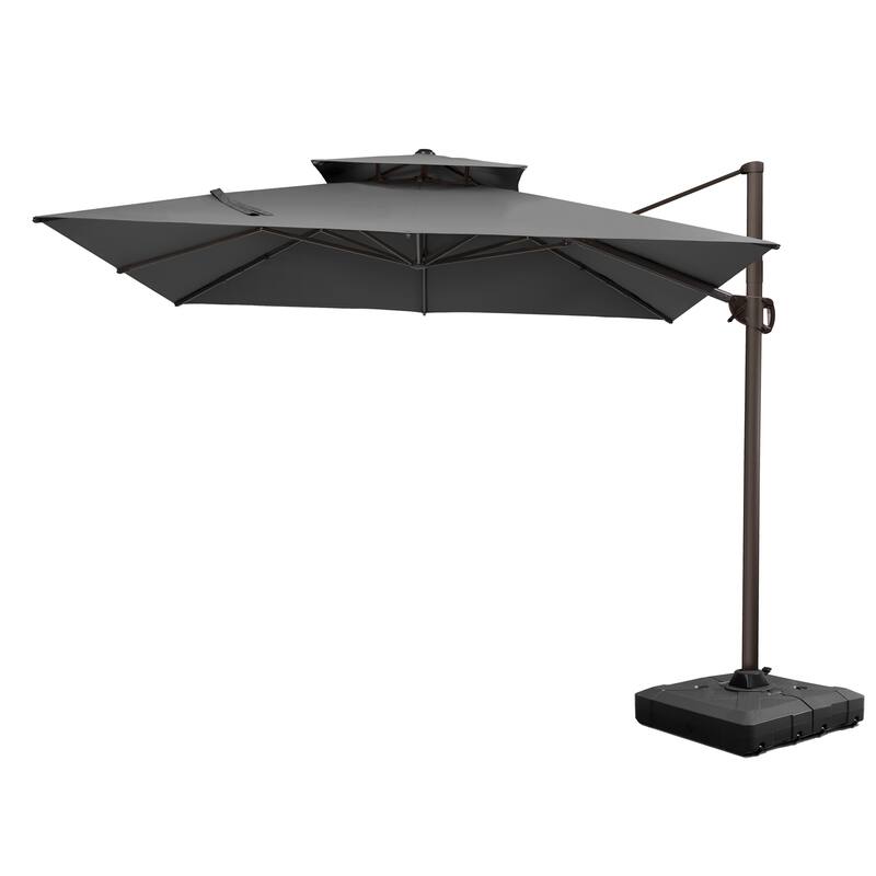 Pellebant 11X11FT Outdoor Patio Cantilever Offset 360 Degree Rotation Umbrella with Base Stand