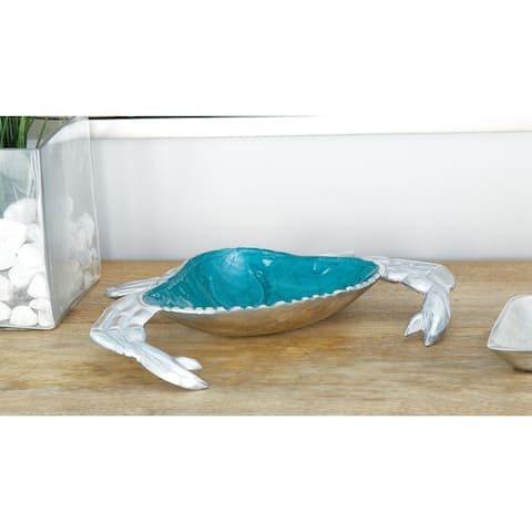 Silver Aluminum Coastal Serving Bowl Fish and sea animals (Set of 3) - 11 x 9 x 1