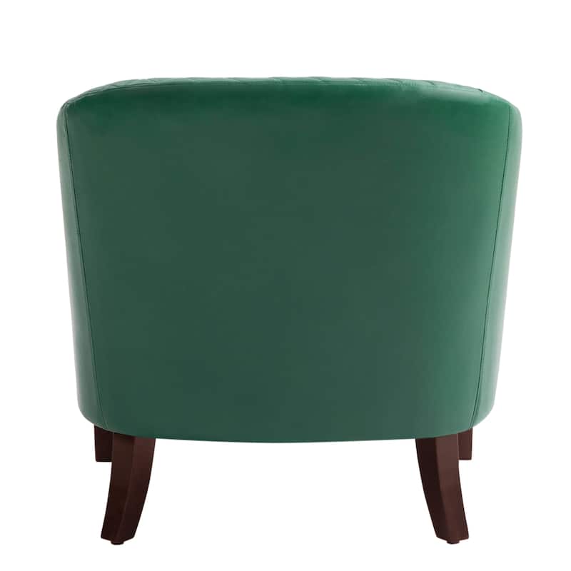 Faux Leather Tufted Nailheads Upholstered Barrel Accent Chairs