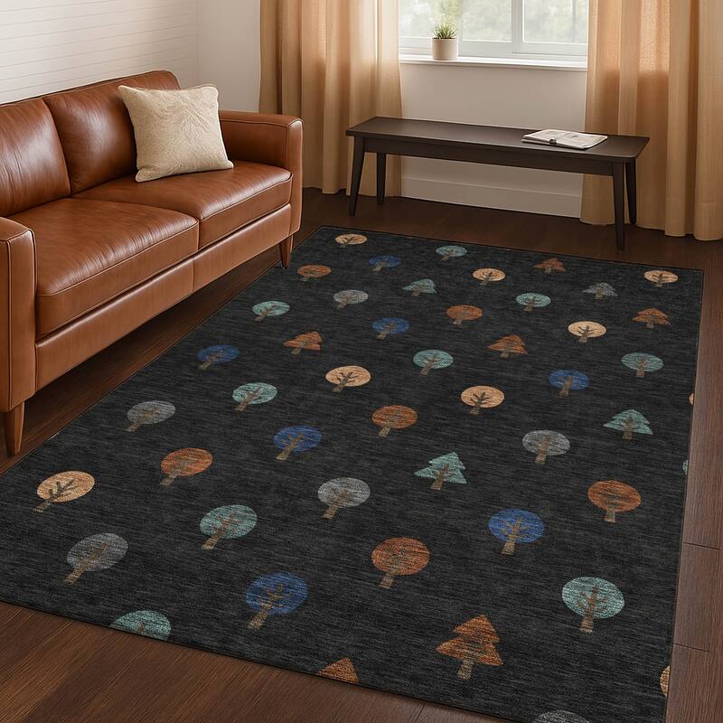 Machine Washable Indoor/ Outdoor Modern Mulvane Chantille Rug