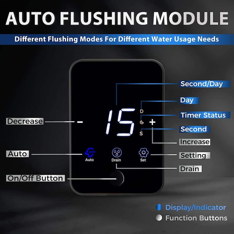 iSpring WSP50ARJ-BP NSF Certified Spin-Down Sediment Water Filter w/ Bypass, 50 Microns, 4 Modes, Touch-Screen Flushing Module