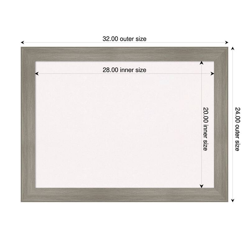 Grand Greywash Narrow Framed Cork Board - Bulletin Board, Organization Board, Pin Board - White - 32 x 24 in