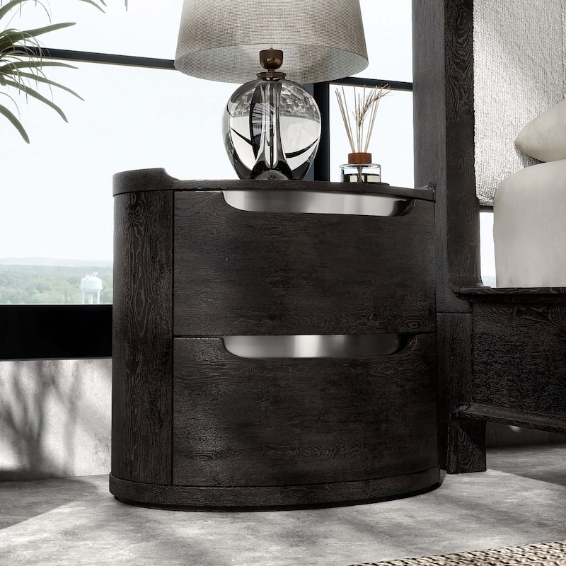 Furniture of America Addeso Modern Solid Wood 2-Drawer Nightstand