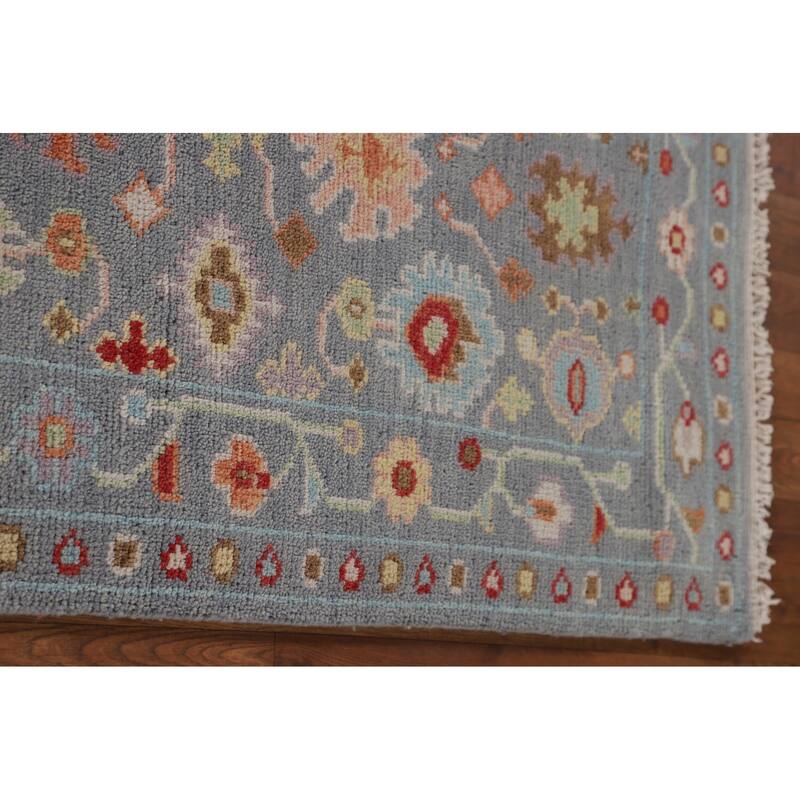 All-Over Floral Oushak Indian Runner Rug Handmade Wool Carpet - 2'7"x 9'11"