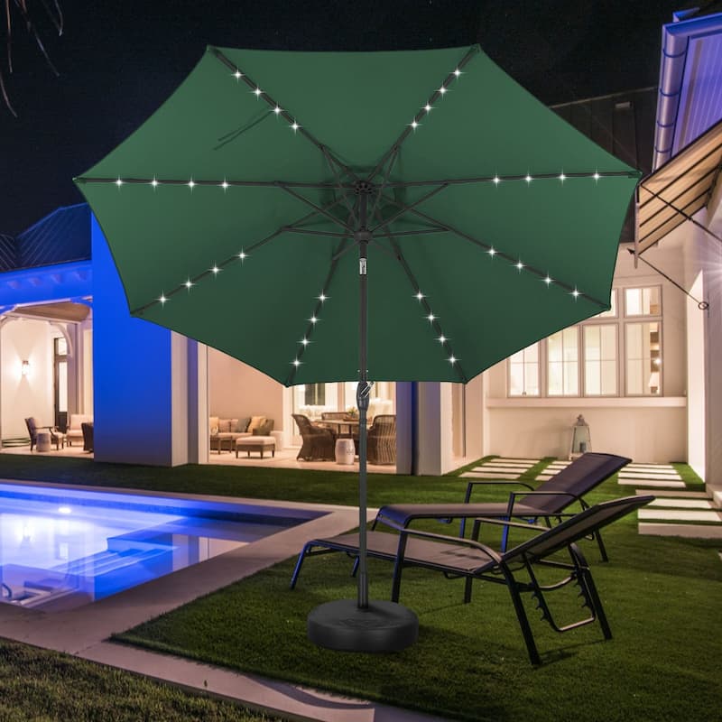 Autlaycil 10ft Solar LED lights Outdoor Patio Umbrella With Base - Green