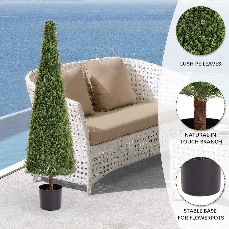 GDFStudio - Thalor Conical Topiary Tree Artificial Cedar UV Resistant Faux Evergreen Shrub