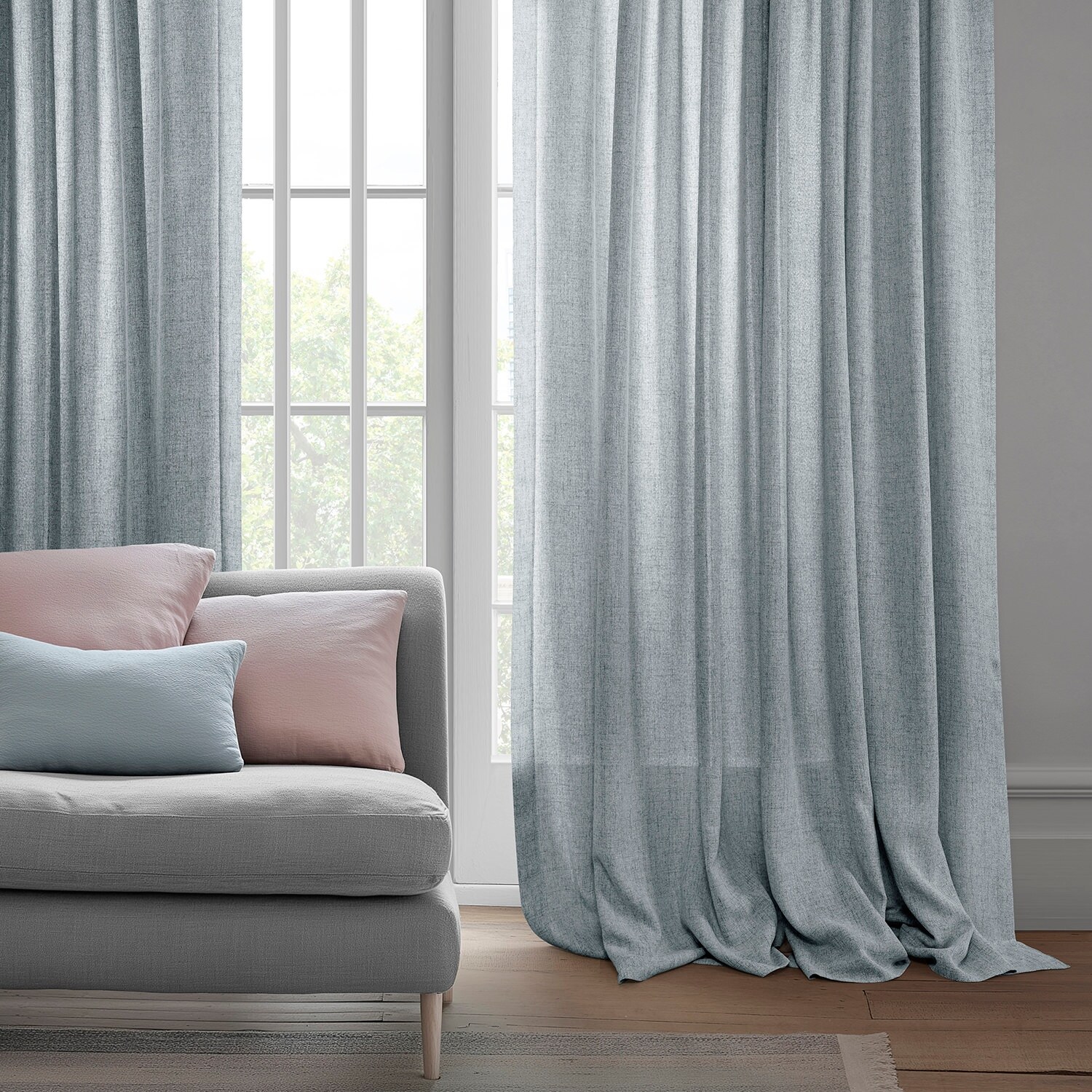 Exclusive Fabrics Farm Town Textured Faux Linen Semi Sheer