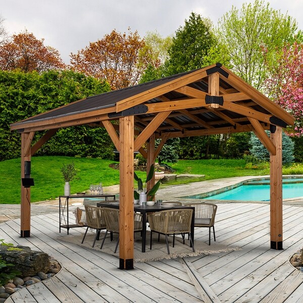 Backyard Discovery Norwood 14x12' Cedar Wood Gazebo with Steel