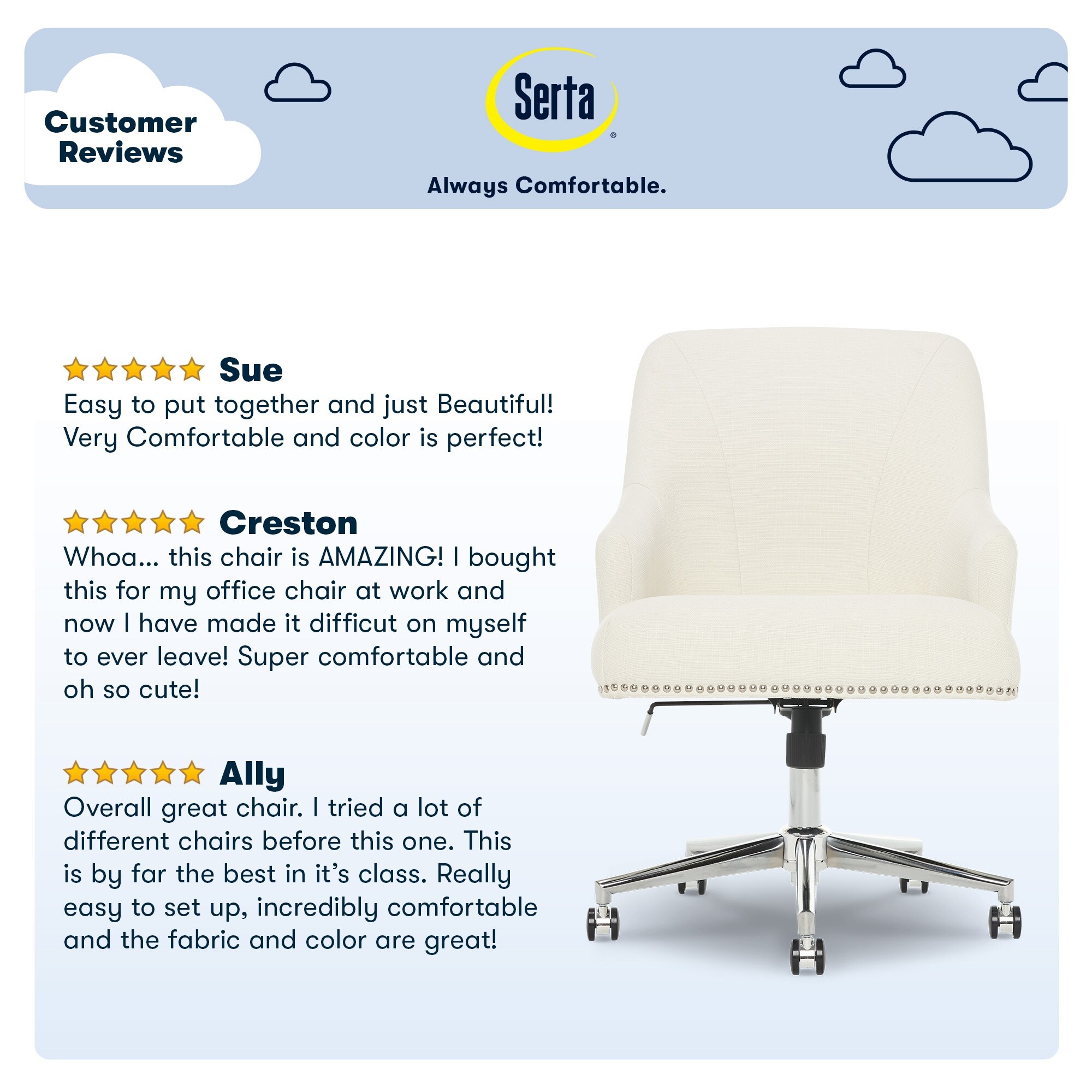 Serta leighton home office chair light gray shop