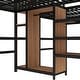 preview thumbnail 14 of 26, Metal Loft Bed Twin Size Double Beds with Wood Built-in Dual Desks, Wardrobe, Shelves, Dual Power Outlets and Guardrails