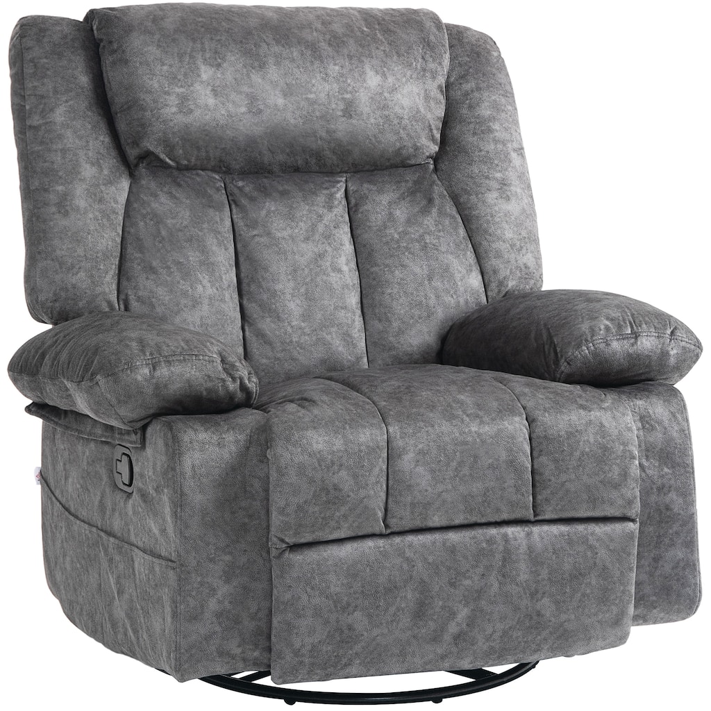 Swivel Rocker Recliner Chair for Living Room, Fabric Reclining Chair for Nursery, Rocking Chair with Footrest, Side Pockets