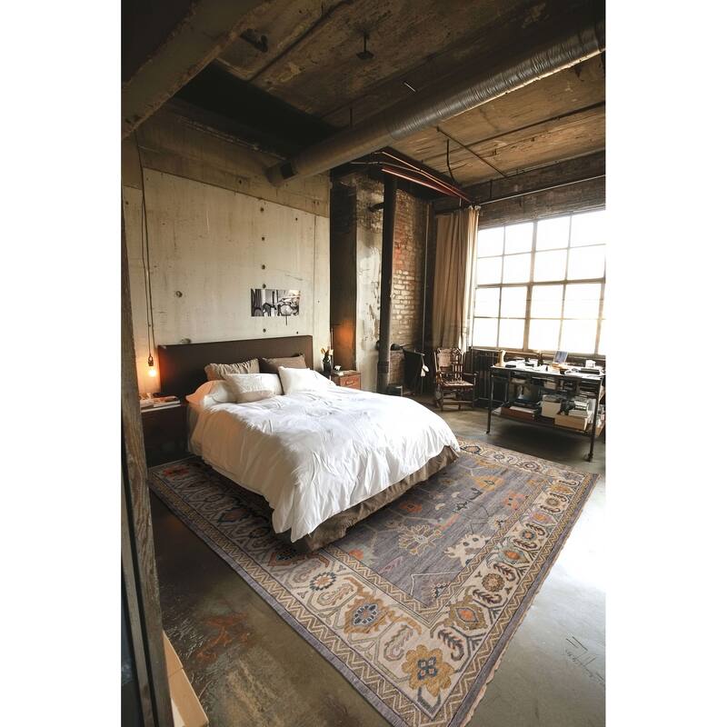 ECARPETGALLERY Hand-knotted Modern Oushak Grey Wool Rug - 9'8 x 13'9