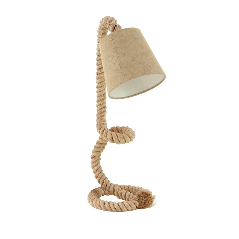 Brown Jute Rope Twisted Rope Room Floor or Table Lamp with Cream Linen Shade