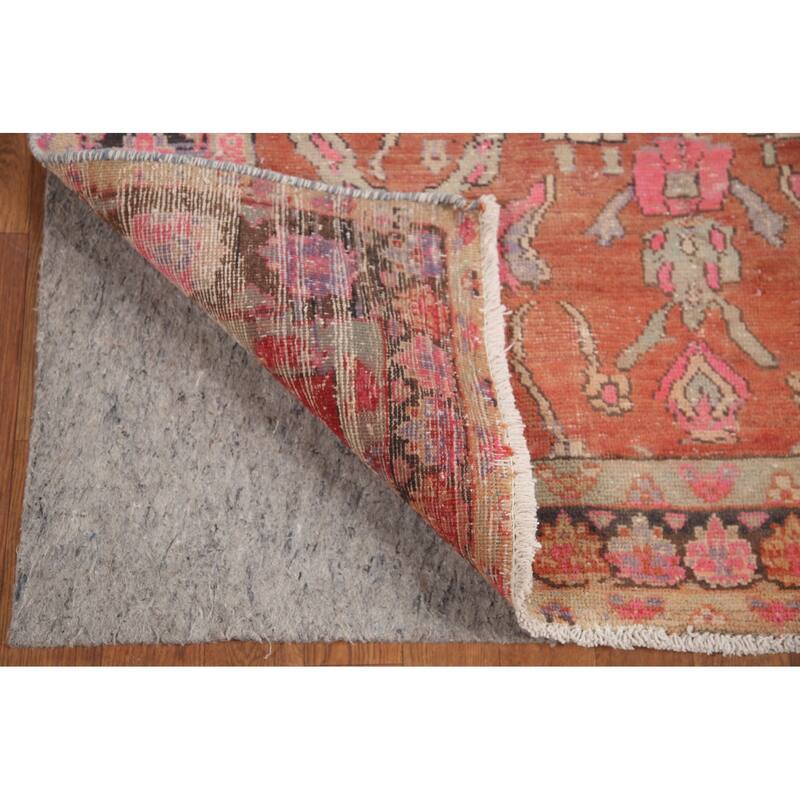 Hand Knotted Oriental 100% Wool Carpet Traditional All-Over Oranges & Rust Tabriz Runner Rug - 9' 7'' X 4' 2''