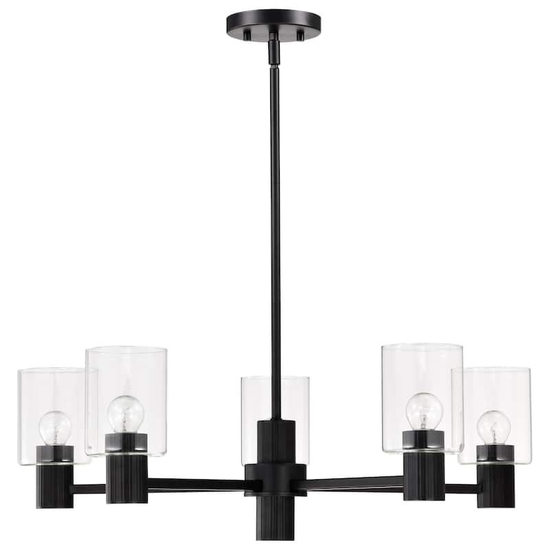 Clarksville 28 Inch 5 Light Chandelier Matte Black with Clear Glass