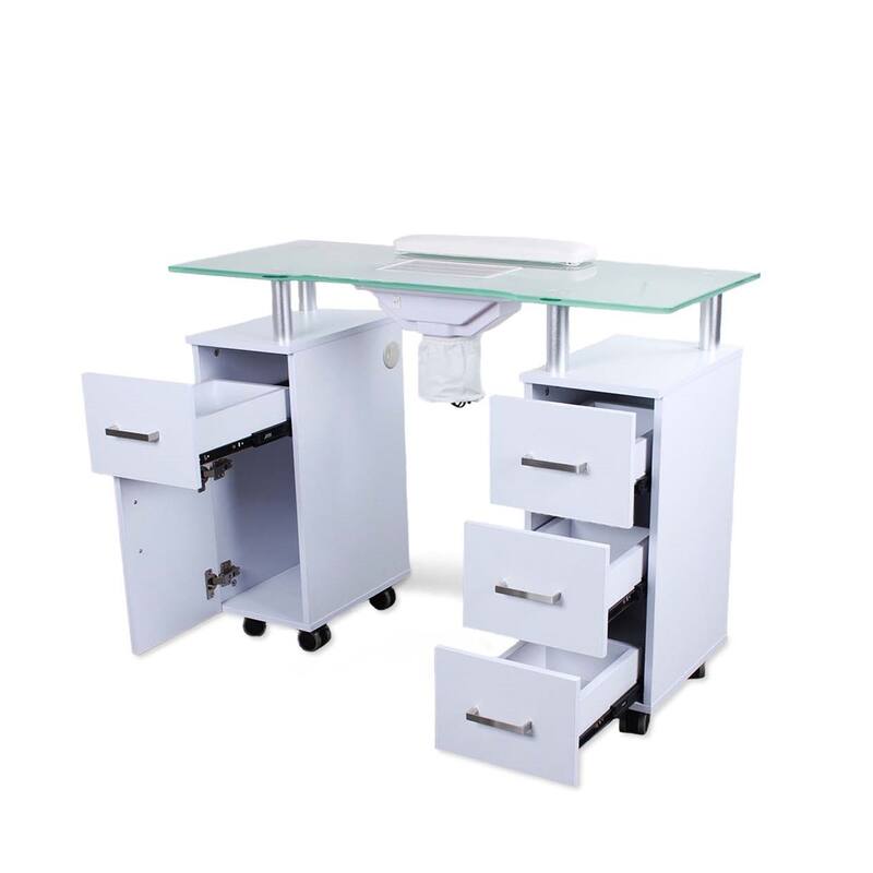 Manicure Table GLASGLOW WHITE Salon Nail Table Salon Furniture - N/A