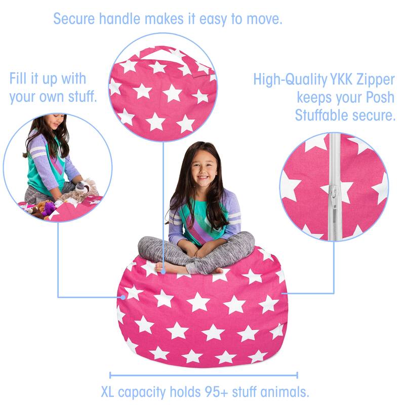 Kids Bean Bag Chair Cover Stuffed Animal Storage or Toy Organizer