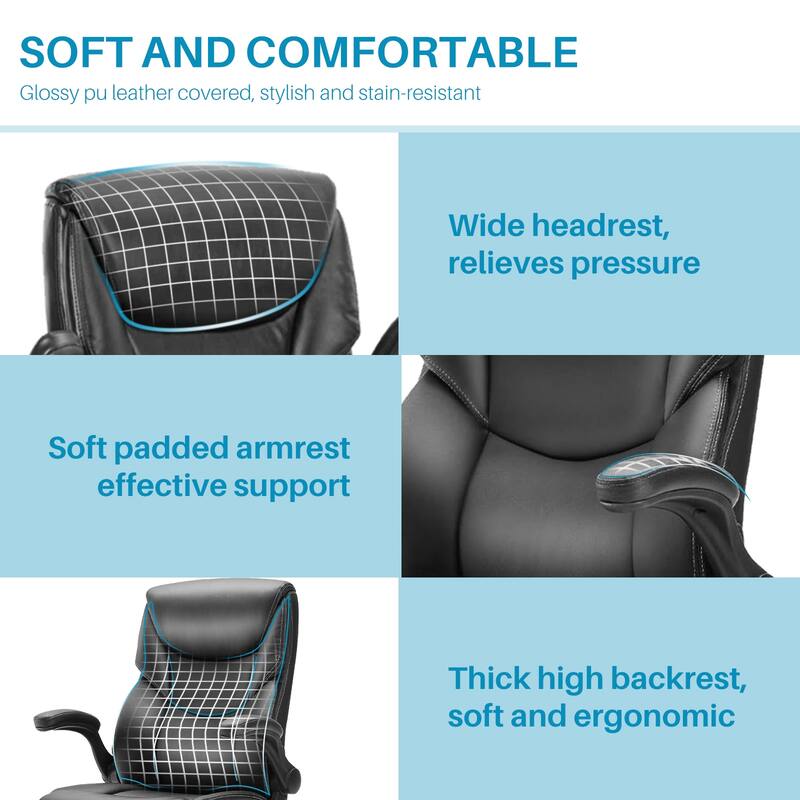 Home Computer Gaming Chair, Ergonomic High Back Heavy Duty Task Desk Office Chairs with Wheels, Flip-up Arms, Adjustable Height