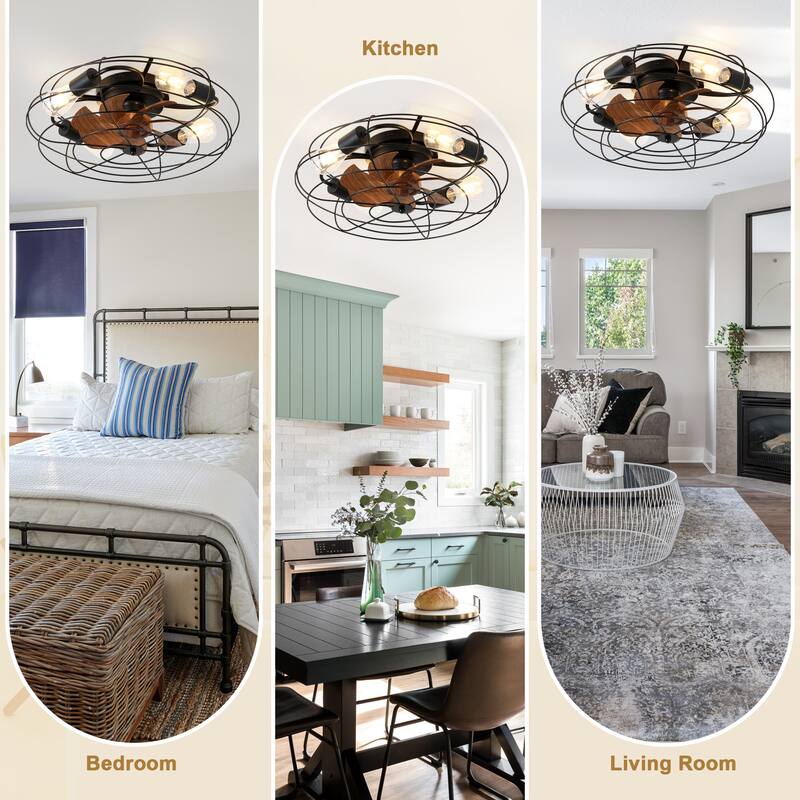 Bella Depot 20" Indoor Flush Mount Ceiling Fan with Light and Remote