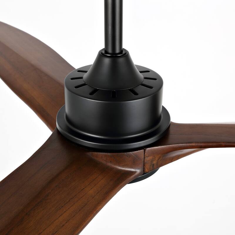 WINGBO 60 Inch DC Ceiling Fan with Lights and Remote Control, 3 Reversible Carved Wood Blades, 6-Speed Noiseless DC Motor
