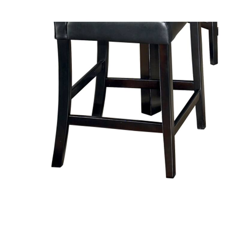 Jey 5pc Counter Height Dining Set, Faux Marble Table, Black Tufted Chairs