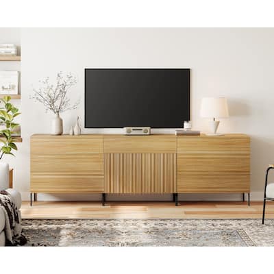 Modern Reeded Dresser TV Stand For Tvs Up To 100 Inch, Entertainment Center With Drawers